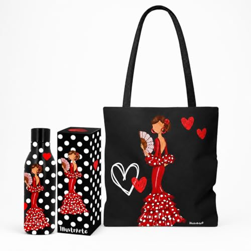 illustrArte Pack Pepa Liso: Botella Térmica + Bolso Málaga