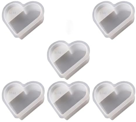 Bamyli 6 stampi per biglietti da visita in silicone – stampi a forma di cuore in resina epossidica per fai da te, stampi a forma di cuore per biglietti da visita, display da scrivania, cornici per