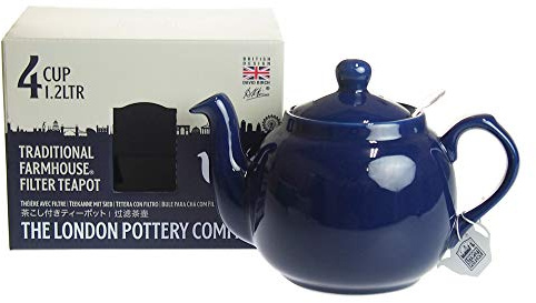 London Pottery Farmhouse Loose Leaf Teapot with Infuser, Ceramic, Cobalt Blue, 4 Cup (1.2 Litre)