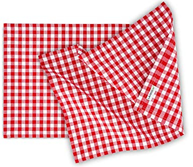 Platzset rot-kariert aus Baumwolle | Pflegeleichtes Tischset im modernen Karo Muster | 32,5 x 45cm | Knitterschutz & bügelfrei (4 Stück)