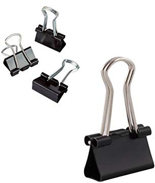 D.RECT Pack of 12 Binder Clips – 15 mm – Small Bulldog Clips for Paper – Black Metal Foldback Clips for Documents, Notes, Tickets – Office, School & Home Paper Clamps – Strong Steel Paper Holder