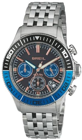 Breil Orologio Uomo, Bracciale in Acciaio, Cassa 44 cm | Collezione MANTA 1970, Movimento Solare Analogico, Resistente all'acqua 200 metri, Idee regalo Uomo