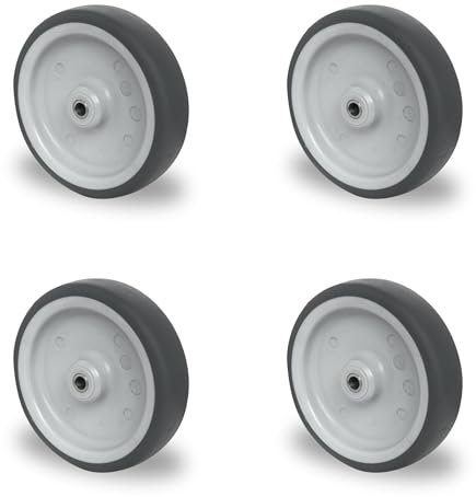 Abrollwerk 2er Set Einbaurad mit Raddurchmesser 10 cm inkl. Achsschraube und Gleithülse Tragkraft 100kg Apparaterolle Gleitlager Transportrollen Möbelrollen Wagen (2)