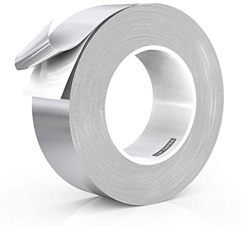 LLPT Cinta de papel de aluminio de 5 cm x 35 m,5,9 mil adhesivo fuerte extra grueso, sellado de HVAC, cinta adhesiva de aire frío y caliente para reparación de tuberías