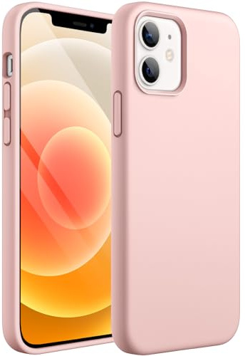 JETech Silikon Hülle für iPhone 12/12 Pro, Rosa | Seidig Weiches Gefühl, Stoßschutz, Kratzfest, Mikrofaser-Innenfutter