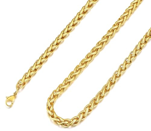 U7 Chaîne Homme Acier Inoxydable à Spiga - Largeur 3/6/9 mm- Longueur 46/51/55/61/66/71/76 cm