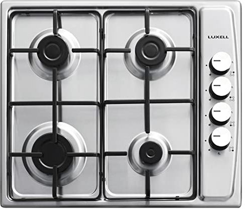 Piano cottura 4 fuochi 60 cm acciaio inox gas gpl incasso comando valvolato Luxell