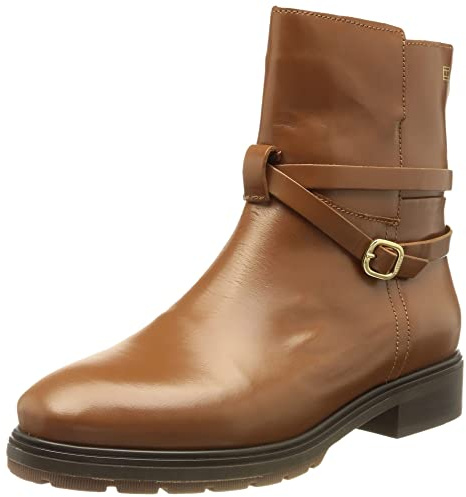 Tommy Hilfiger Cintura in Pelle da Donna con Stivali Bassi Moda, Invernale Cognac, 39 EU