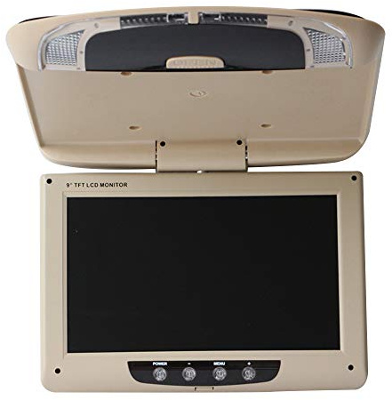 ZERTRAN 9 Pollice Monitor Montato sul Tetto dell'auto Schermo da soffitto Automatico Video HD Veicolo Ribaltabile Lettore multimediale sopraelevato Beige