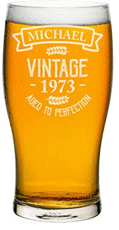 Tulipano personalizzato in vetro da pinta vintage invecchiato alla perfezione qualsiasi nome artigianale birra sidro personalizzato compleanno papà nonno festa del papà