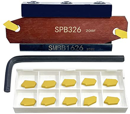 ASZLBYM Lathe Turning Tools Slotted SPB26-3, Cutting Insert Lathe CNC SPB Grooving Cut-Off Tool with 12 pcs SP300 Carbide Inserts and 1pc SMBB1626 Grooving Parting Blade Plate