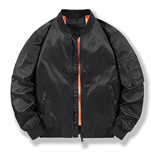 Youthful flying Giubbotto Bomber Uomo Cappotto da Baseball in Pile Militare Giacca Cargo da Lavoro Invernale con Multi-Tasche(Size:4XL,Color:Nero)