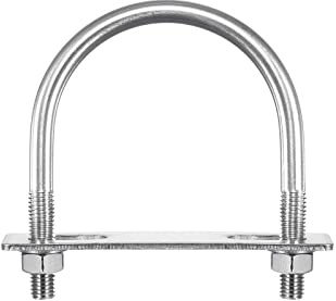 sourcing map Redondos U-Pernos, 50mm (1,97) Interior Ancho 82mm Longitud M10 304 Inoxidable Acero U Abrazadera Perno con Tuercas Arandelas y Placas, para Barco Remolque