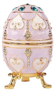 QIFU Hand Painted Easter Egg Style Enamel Trinket Box, Jewelry Storage Box(QF5842)