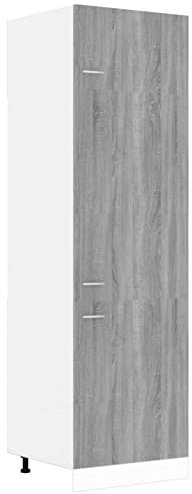 Tidyard Armadio per Frigo,Armadio da Cucina,Mobile da Cucina Salvaspazio,Mobili Cucina Componibili,Mobile Base/Pensile per Cucina,Armadietti da Cucina Grigio Sonoma 60x57x207 cm Legno Multistrato