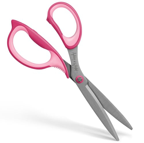 Ashton and Wright – Precision SG – mjukt grepp sax för kontor, hem, kök och hantverk – 210 mm / 8 tum – stålblad (rosa, vänsterhänt)