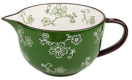 Bol, bol à ramen, saladier,/grands bols en céramique avec bec verseur, bol à mélanger avec poignée, bols for cuisine, salade, légumes, liquide d'oeuf rouge-400 ml/14 oz (couleur : rouge) ( Color : Gre