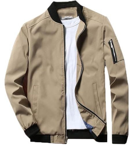 FTCayanz Blouson Homme Printemps ete Léger Veste Chaud Jacket Blousons Aviateur Bomber Décontracté Kaki L