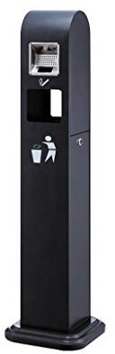 RAABYU Cubo de Basura para Cocina Bote de Basura de Acero Inoxidable para Exteriores Bote de Basura Vertical multifunción con cenicero Bote de Basura Cubo de Almacenamiento de Basura Papelera