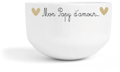 Bol Blanc Personnalisé - Mon Papy d'Amour - Cadeau Grand-Père - Bol à Soupe, Céréales, Café ou Chocolat - Idée Cadeau Originale