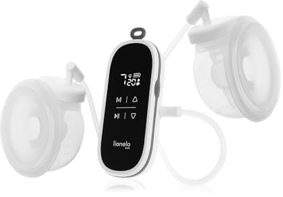 Lionelo Twee Free Tire-Lait Électrique Double Mains Libres, Léger 190 g | 3 modes, 9 niveaux, double expression, autonomie 120 min, 2 coquilles 150 ml, 4 téterelles 24 mm, écran tactile, pause, étui