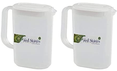 Plastic Pitcher and Measuring Jug Set | BPA Free Durable Fridge Door Container with Airtight Lid for Water, Milk, Juices | 1.5 Litres (Pack of 2)