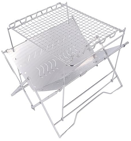 Barbecue, Base de Gril Pliable et Stable, Gril à Charbon de Bois Polyvalent en Acier Inoxydable, Barbecue Portable Tout-en-un pour 3 à 4 Personnes Grillades en Plein Air