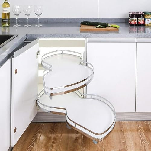 TWHZSAI Karussell-Eckschrank Küchenauszug, 2-lagiges Karussellregal, höhenverstellbar, Ausziehschrank, Drehregal 1000mm