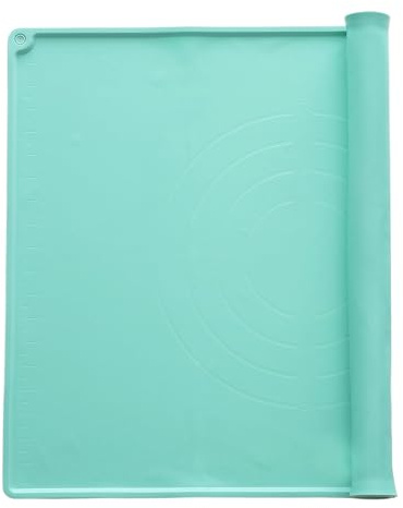 sourcing map Silicone Pastry Mat, 19.7 x 15.8 Silicone Baking Mat with Measurements, Non-Stick Dough Rolling Mat for Making Pastry Cookies Bread Pizza Green