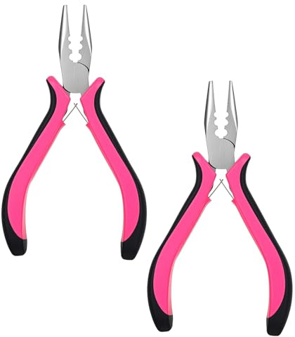 Classicseali 2 alicates para extensiones de pelo, alicates de 3 agujeros, para quitar extensiones de pelo natural, removedor de unión para extensiones de pelo o plumas (rosa)