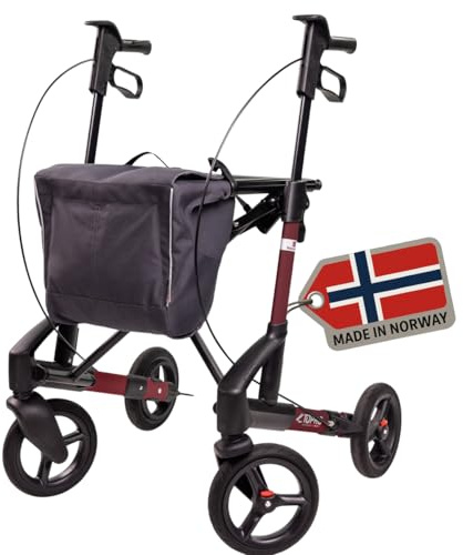 TOPRO Troja 5G Black Series Rollator (Modell 2025) | Faltbarer Premium Rollator mit integrieter Ankipphilfe | Geeignet für Indoor und Outdoor | 7 Jahre Garantie (Bordeauxrot, M)