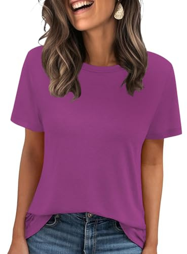 Cuptacc Tshirt Damen Sommer Basic Shirt Rundhals Kurzarm Casual Top | Bluse, Oberteile, Kurze Ärmel, Zeitlos, Elegant, Klassisch, Luftig, Modisch, Clean Look