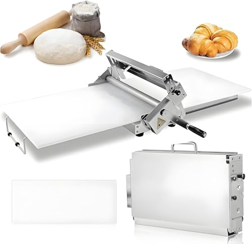 Manuell degpress, vikbar degpress i rostfritt stål (11,8/15,7), justerbar tjocklek, degpress för bänkskiva, för croissanter, hemmakök, små bagerier Type400