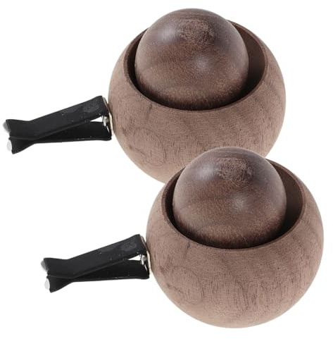 LOORGVEL 2 Stück Auto Diffusor aus Schwarzem Walnussholz mit Lüftungsschlitzclip Aromatherapie Duftdiffusor fürs Auto Langlebiger Lufterfrischer mit Duftperlen für Kontinuierliche Frische