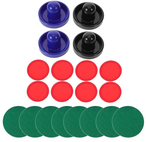 GARVALON 2 Set Air Hockey Pucks e Paddle in Plastica con Pad Adesivi per Tavolo Accessori Gioco Hockey Tavolo Indoor per Casa Design Leggero e Duraturo per Serate di Divertimento Famigliare
