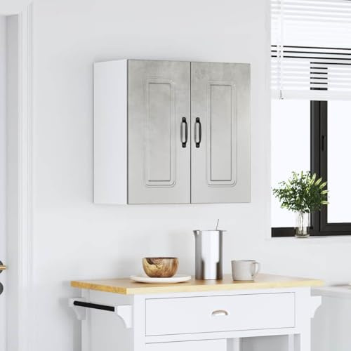 zylophax Kalmar - Armadio da cucina sospeso in legno grigio cemento, 60 x 31 x 60 cm, con ampio spazio di archiviazione e pratiche ante per armadietti da cucina ordinati e armadietti