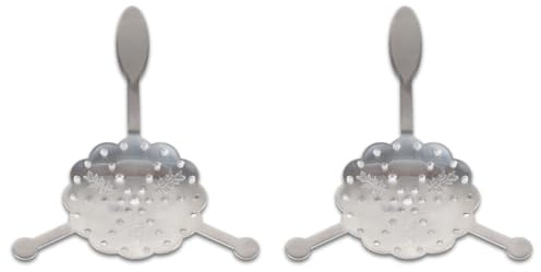 2 cucharas de absenta, filtro de malla para cubitos de hielo de acero inoxidable, gotero de cóctel de ajenjo, filtro para beber, gotero de cuchara fuente de absenta ahuecado para (Cuchara de absenta