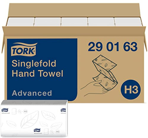 Tork Zickzack Papierhandtücher Advanced 290163 - H3 Falthandtücher für Papierhandtuchspender - saugfähig und reißfest, 2-lagig, weiß, groß - 15 x 250 Tücher