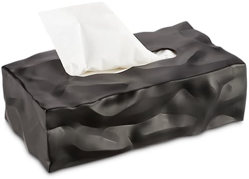 Essey Taschentücherbox Wipy Cube II, schwarz, rechteckige Taschentuchbox im Skandi Deko Design, eleganter Tuchspender für Taschentücher, perfekte Deko Box für Bad und Wohnzimmer, modern und funktional