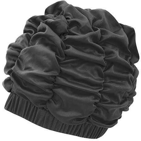 Aqua Speed Badekappe Damen | Retro Schwimmkappe | Badehaube | Schwarze Schwimmmütze | Duschhaube Frauen | Bathing Hat Women | Wassergymnastik | Pool | Polyester | Black | Shower Cap