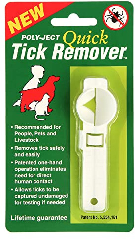 Poly-Ject Quick Tick Remover Tool Used for Tick Removal (Humans, Dogs, Cats, Animals)