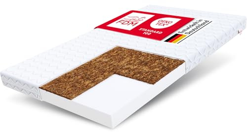 FDM Baby Coco MAX 90 x 190 cm Schaumstoffmatratze Kokos Matratze 10 cm Höhe Kindermatratze Härtegrad H2/H3 (Mittelweich/Mittelhart) Bezug Zweiseitig Abnehmbar Waschbar
