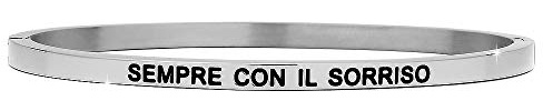 Beloved Bracciale da donna in acciaio Emozionale - frasi, pensieri, parole con charms - incisione su due lati - colore silver (MOD 6 Silver)