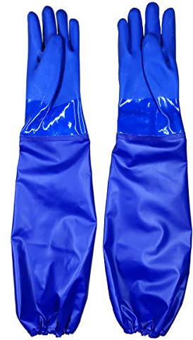 ECLATLT 28 Inch Heavy Duty Chemical Resistant Extra Long PVC Work Gloves, Soft Warm Cotton Lined, Waterproof, Oil Proof, Resist Strong Acid and Alkali, X Large, 1 Pair