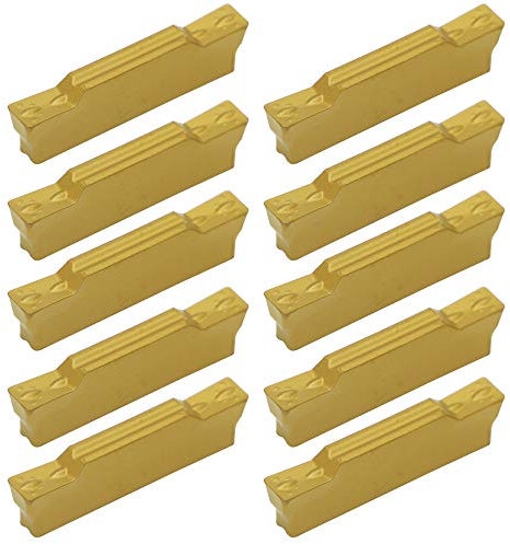 Indexable Carbide Grooving Inserts MGMN300-M (3mm) Tin Coated CNC Carbide Turning Inserts Lathe Inserts Cutters for MGEHR MGIVR Lathe Grooving Cut-Off Tool,Processing Steel,10 Pcs/Box