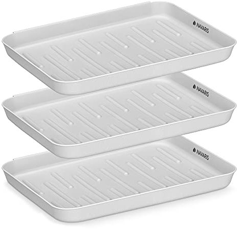 Navaris 3X Poggiascarpe Vassoio Scarpe Bagnate - Set 3X Vaschette in Plastica con Bordo Rialzato - Base 35x27x2,5cm Anti Pioggia Neve Acqua - Grigio