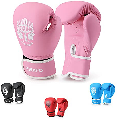 Redipo Kids Boxing Gloves, Sponge Foam Training Sparring Gloves Thai Kick Boxing for Kid and Youth, Suitable for Boys and Girls Age 3 to 12 Years (Pink, 4oz)
