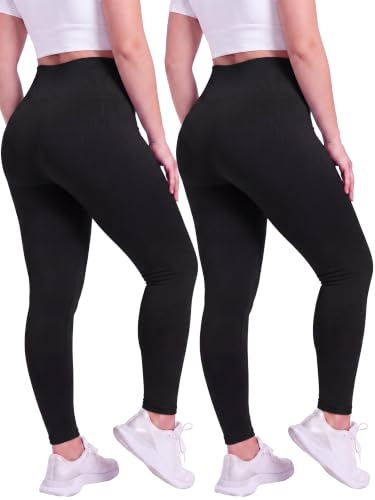 Love My Fashions® Womens Thermal Lined High Waisted Leggings for Women UK Pack of 2 Tummy Control Seamless Soft Warm Casual Winter Pants