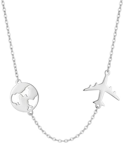 SOFIA MILANI - Damen Halskette 925 Silber - Weltkarten Flugzeug Anhänger - N0437