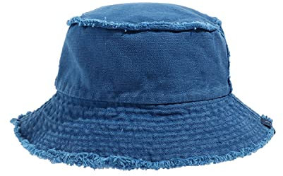CLAPE Distressed Eimer Hut Washed Cotton Bucket Hat Damen Herren Sonnenschutz Fischerhut Breite Krempe Sonnenhut Faltbar Retro Anglerhut Blue HJY1